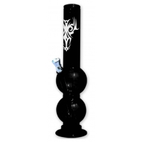 Moksha 12 inch Tall Double Bulb Acrylic Water Bong, waterpipe (Black)